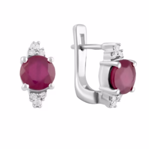 Серебряные серьги с рубином 3.703ct