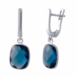 Серебряные серьги с топазом Лондон Блю 9.183ct