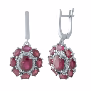 Серебряные серьги с рубином 8.932ct