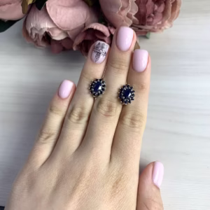 Серебряные серьги с сапфиром 3.092ct