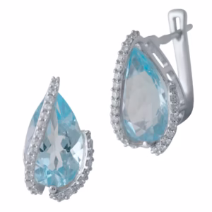 Серебряные серьги с топазом 10.9ct