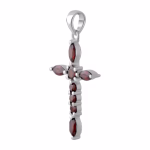 Серебряный крестик с гранатом 1.975ct