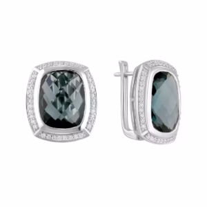Серебряные серьги с топазом Лондон Блю 16.375ct