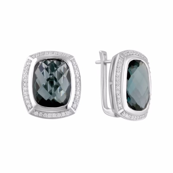 Серебряные серьги с топазом Лондон Блю 16.375ct