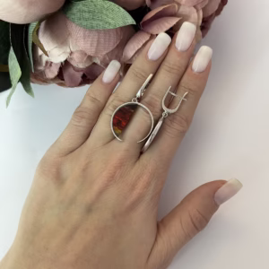 Серебряные серьги с аммолитом