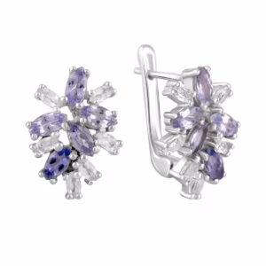 Серебряные серьги с танзанитом 7.3ct