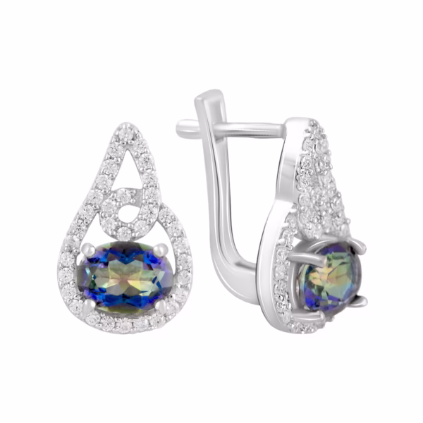 Серебряные серьги с мистик топазом 3.11ct