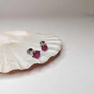 Серебряные серьги с рубином 1.224ct