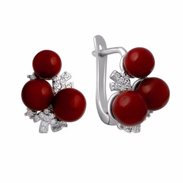 Серебряные серьги с кораллом