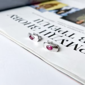 Серебряные серьги с рубином 1.025ct