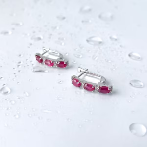 Серебряные серьги с рубином 3.967ct