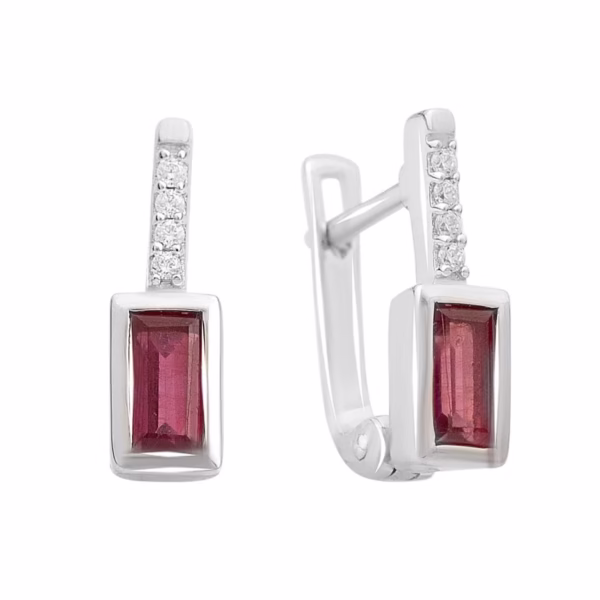 Серебряные серьги с рубином 1.212ct