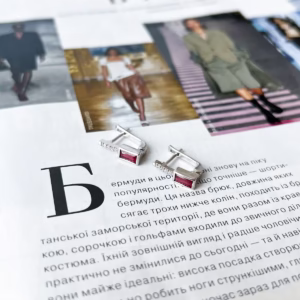Серебряные серьги с рубином 1.212ct