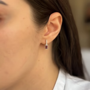Серебряные серьги с рубином 1.212ct