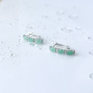 Серебряные серьги с изумрудом 2.604ct