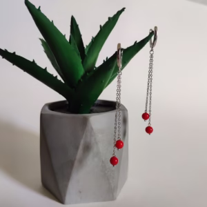 Серебряные серьги с кораллом