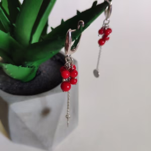 Серебряные серьги с кораллом