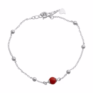 Серебряный браслет с кораллом