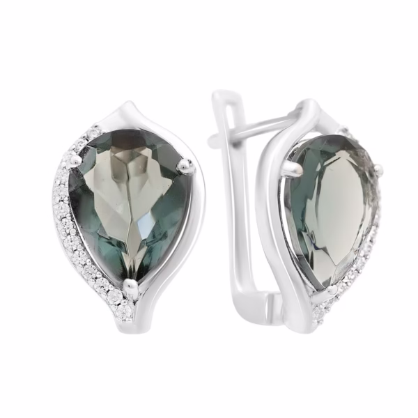 Серебряные серьги с топазом Лондон Блю 5.57ct