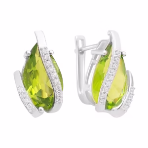 Серебряные серьги с хризолітом 9.628ct