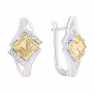 Серебряные серьги с зеленим кварцем 3.645ct