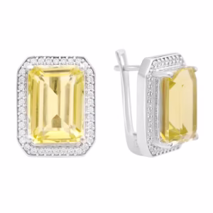 Серебряные серьги с зеленим кварцем 15.548ct