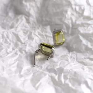 Серебряные серьги с зеленим кварцем 15.548ct
