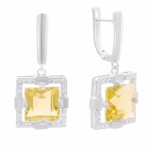 Серебряные серьги с зеленим кварцем 10.08ct
