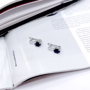 Серебряные серьги с сапфиром 2ct