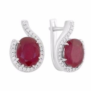 Серебряные серьги с рубином 8.025ct