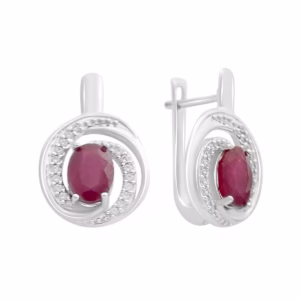 Серебряные серьги с рубином 4.124ct