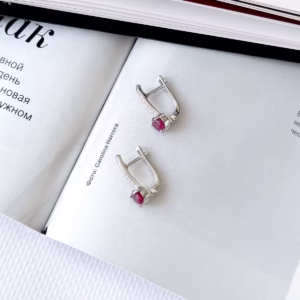 Серебряные серьги с рубином 1.476ct