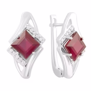 Серебряные серьги с рубином 2.633ct