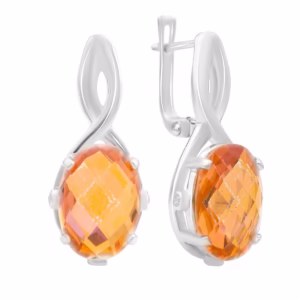 Серебряные серьги с золотим кварцем 8.82ct
