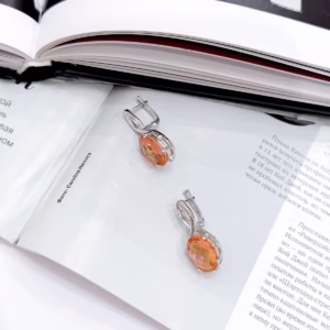 Серебряные серьги с золотим кварцем 8.82ct