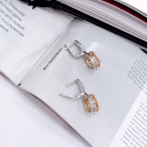 Серебряные серьги с золотим кварцем 8.82ct