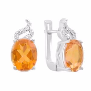 Серебряные серьги с золотим кварцем 9.713ct