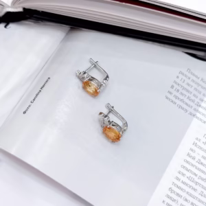 Серебряные серьги с золотим кварцем 9.713ct