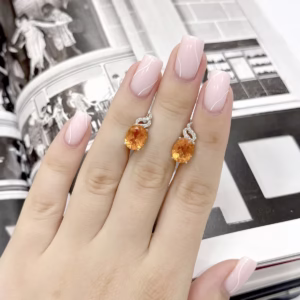 Серебряные серьги с золотим кварцем 9.713ct