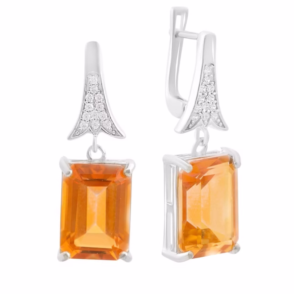 Серебряные серьги с золотим кварцем 13.946ct