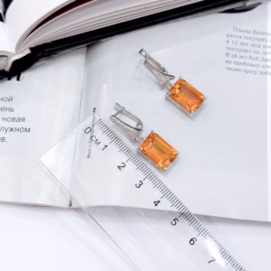 Серебряные серьги с золотим кварцем 13.946ct