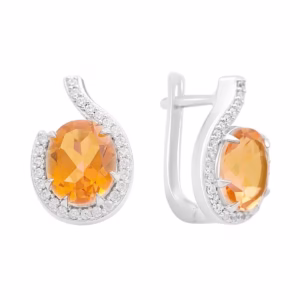 Серебряные серьги с золотим кварцем