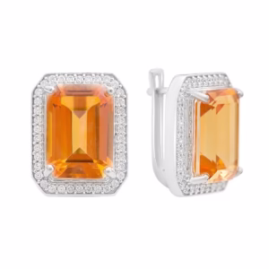 Серебряные серьги с золотим кварцем 18.54ct
