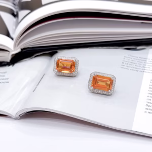 Серебряные серьги с золотим кварцем 18.54ct