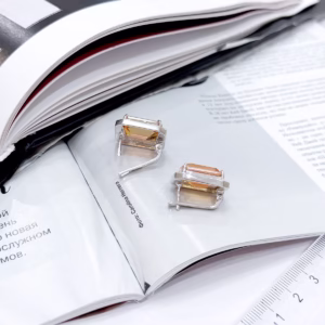Серебряные серьги с золотим кварцем 18.54ct