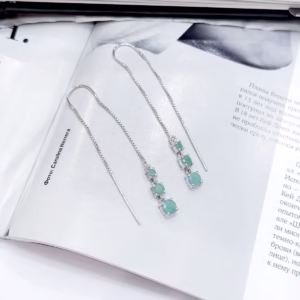 Серебряные серьги с изумрудом 1.867ct