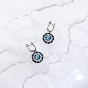 Серебряные серьги с топазом Лондон Блю 5.715ct