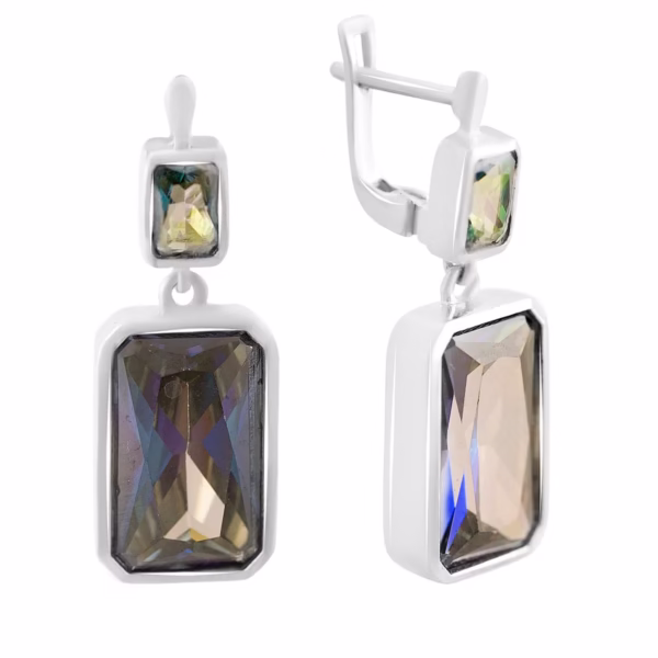 Серебряные серьги с мистик топазом 21.558ct