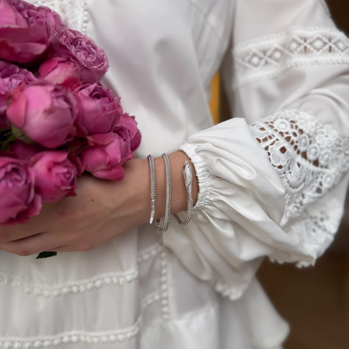 Серебряный браслет с фианитами