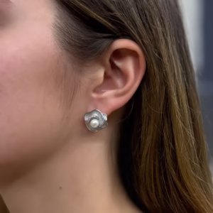 Серебряные серьги с жемчугом 4.275ct